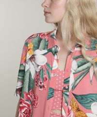Camisa-Feminina-Estampada-Tropical-com-Fenda-Manga-Curta-Rosa-9644890-Rosa_4