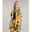 Camisa-Feminina-Estampada-Tropical-com-Fenda-Manga-Curta-Amarela-9632916-Amarelo_1