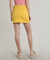 Saia-de-Sarja-Feminina-Curta-com-Cinto-Mostarda-9708578-Mostarda_2