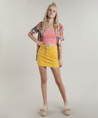 Saia-de-Sarja-Feminina-Curta-com-Cinto-Mostarda-9708578-Mostarda_3