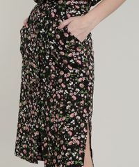 Saia-Feminina-Midi-Estampada-Floral-com-Botoes-e-Bolsos-Preto-9766015-Preto_4