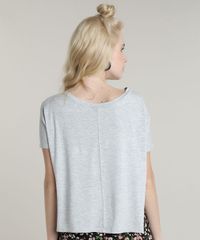 Blusa-Feminina-Basica-Ampla-com-Recorte-Manga-Curta-Decote-Redondo-Cinza-Mescla-Claro-9662980-Cinza_Mescla_Claro_2