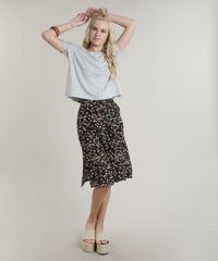 Blusa-Feminina-Basica-Ampla-com-Recorte-Manga-Curta-Decote-Redondo-Cinza-Mescla-Claro-9662980-Cinza_Mescla_Claro_3