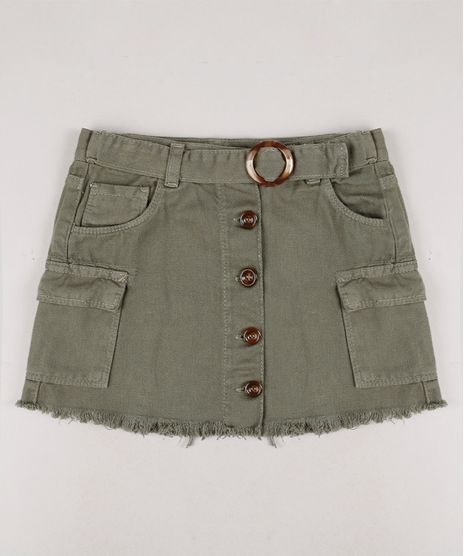 Saia-de-Sarja-Infantil-Cargo-Barra-Desfiada-com-Cinto-Verde-Militar-9660789-Verde_Militar_1
