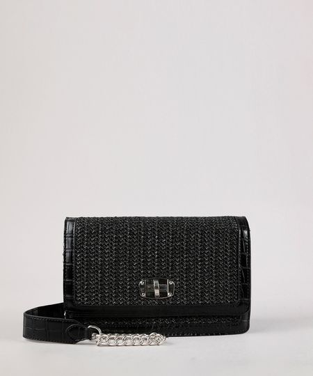 Bolsa-Feminina-Transversal-Pequena-Croco-com-Palha-e-Alca-Corrente-Preto-9604651-Preto_1 Bolsa-Feminina-Transversal-Pequena-Croco-com-Palha-e-Alca-Corrente-Preto-9604651-Preto_1
