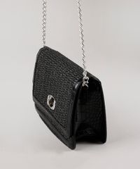 Bolsa-Feminina-Transversal-Pequena-Croco-com-Palha-e-Alca-Corrente-Preto-9604651-Preto_3