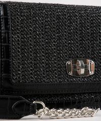 Bolsa-Feminina-Transversal-Pequena-Croco-com-Palha-e-Alca-Corrente-Preto-9604651-Preto_5