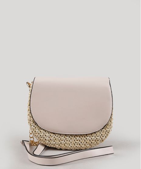 Bolsa-Feminina-Transversal-Pequena-com-Palha-e-Alca-Corrente-Rosa-Claro-9604665-Rosa_Claro_1