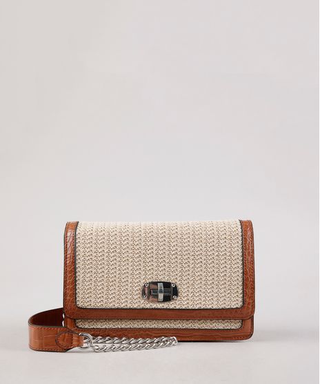 Bolsa-Feminina-Transversal-Pequena-Croco-com-Palha-e-Alca-Corrente-Marrom-9604650-Marrom_1