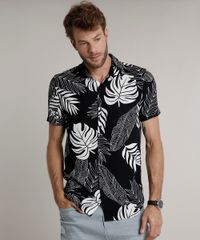 Camisa-Masculina-Tradicional-Estampada-de-Folhagem-Manga-Curta-Preta-9639679-Preto_1