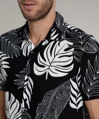 Camisa-Masculina-Tradicional-Estampada-de-Folhagem-Manga-Curta-Preta-9639679-Preto_4