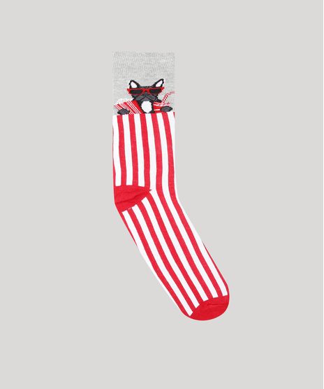 Meia-Masculina-Cano-Alto-Divertida-Buldogue-Listrada-Vermelha-9636373-Vermelho_1