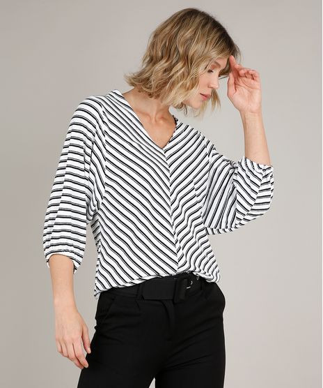 Blusa-Feminina-Ampla-Listrada-Manga-7-8-Decote-V-Off-White-9700754-Off_White_1