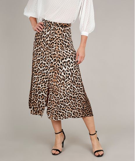 Saia-Feminina-Midi-Evase-Estampado-Animal-Print-com-Fenda-Bege-9560607-Bege_1