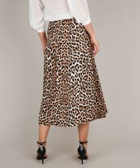 Saia-Feminina-Midi-Evase-Estampado-Animal-Print-com-Fenda-Bege-9560607-Bege_2
