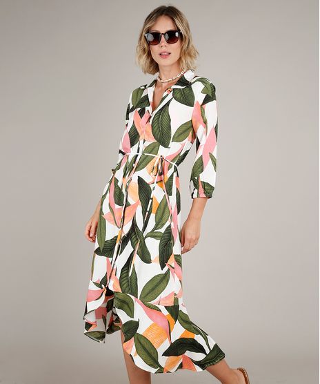 Saida-de-Praia-Feminina-Chemise-Midi-Estampada-Tropical-Manga-3-4-Off-White-9740872-Off_White_1