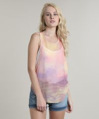 Regata-Feminina-em-Tela-Estampado-Tie-Dye-Decote-Nadador-Laranja-9705381-Laranja_1