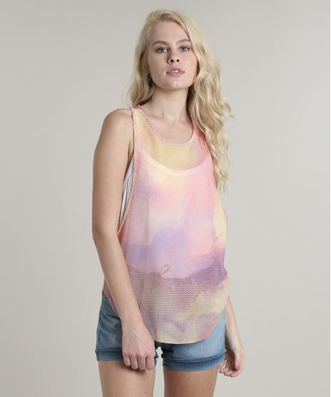 Regata-Feminina-em-Tela-Estampado-Tie-Dye-Decote-Nadador-Laranja-9705381-Laranja_1