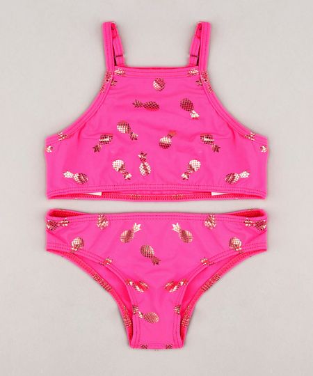 Biquini-Infantil-Estampado-de-Abacaxi-com-Protecao-UV50--Rosa-Pink-9655030-Rosa_Pink_1
