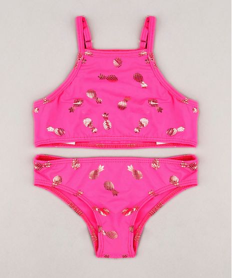 Biquini-Infantil-Estampado-de-Abacaxi-com-Protecao-UV50--Rosa-Pink-9655030-Rosa_Pink_1
