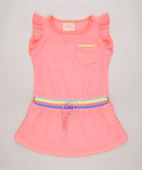 Vestido-Infantil-em-Moletom-com-Laco-Sem-Manga-Rosa-Neon-9580685-Rosa_Neon_1