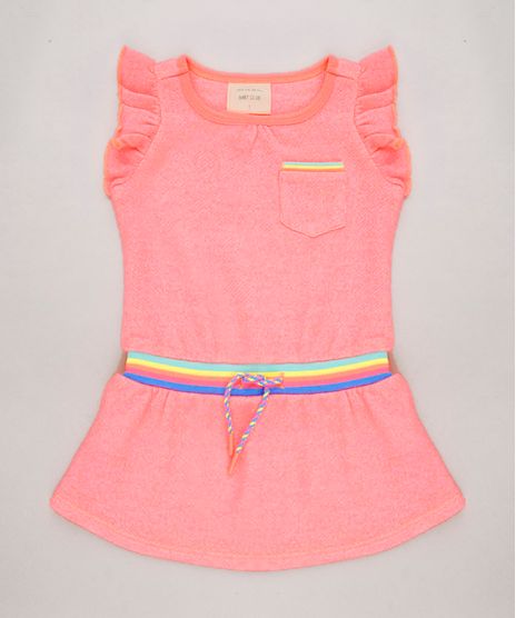 Vestido-Infantil-em-Moletom-com-Laco-Sem-Manga-Rosa-Neon-9580685-Rosa_Neon_1