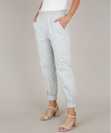 Calca-de-Sarja-Feminina-Jogger-com-Bolsos-Azul-Claro-9756595-Azul_Claro_1