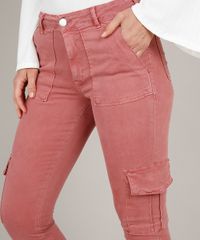 Calca-de-Sarja-Feminina-Skinny-Cargo-Rose-9676275-Rose_4