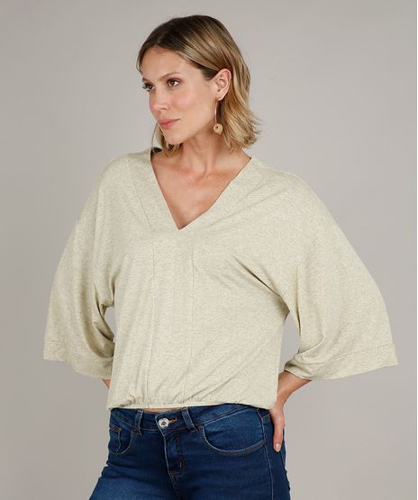 Blusa-Feminina-Ampla-Manga-7-8-Sino-Decote-V-Bege-9694160-Bege_1