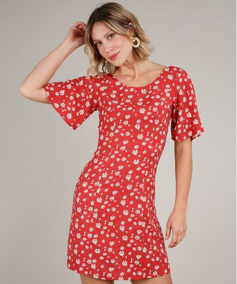 Vestido-Feminino-Curto-Estampado-Floral-com-Tiras-Manga-Curta-Vermelho-9637254-Vermelho_1