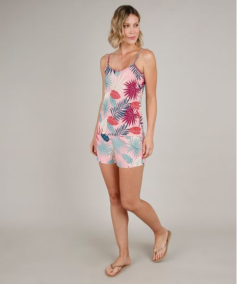 Short-Doll-Feminino-Estampado-Folhagens-Alca-Fina-Rosa-9704145-Rosa_1