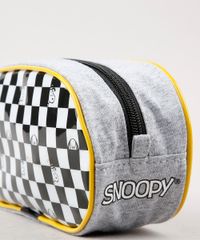 Necessaire-Feminina-Snoopy-Estampado-Quadriculado-Cinza-Mescla-Medio-9643019-Cinza_Mescla_Medio_3