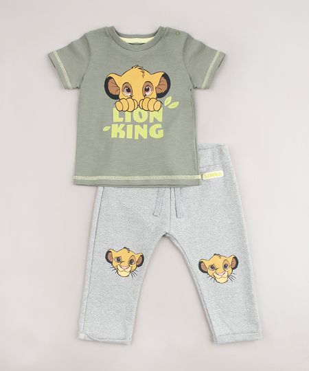 Conjunto-Infantil-O-Rei-Leao-de-Camiseta-Manga-Curta-Verde---Calca-Cinza-Mescla-9704708-Cinza_Mescla_1