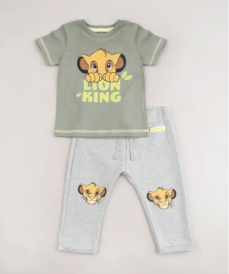 Conjunto-Infantil-O-Rei-Leao-de-Camiseta-Manga-Curta-Verde---Calca-Cinza-Mescla-9704708-Cinza_Mescla_1