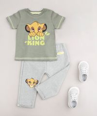 Conjunto-Infantil-O-Rei-Leao-de-Camiseta-Manga-Curta-Verde---Calca-Cinza-Mescla-9704708-Cinza_Mescla_3