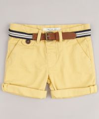 Bermuda-de-Sarja-Infantil-Slim-com-Cinto-Mostarda-8710132-Mostarda_1