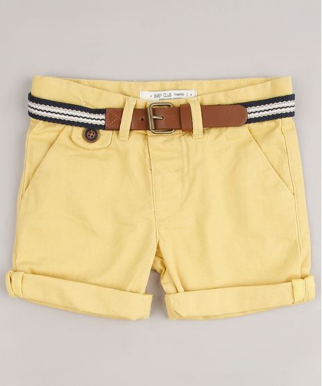 Bermuda-de-Sarja-Infantil-Slim-com-Cinto-Mostarda-8710132-Mostarda_1