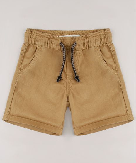 Bermuda-de-Sarja-Infantil-com-Cordao-e-Bolsos-Kaki-9633857-Kaki_1