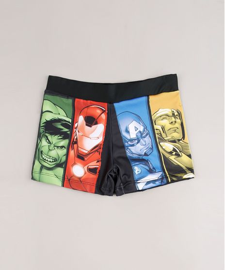 Sunga-Infantil-Boxer-Os-Vingadores-com-Protecao-UV50--Preta-9667736-Preto_1