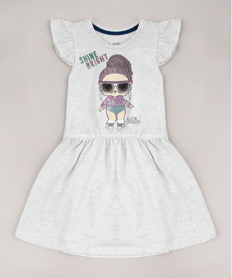 Vestido-Infantil-Lol-Surprise-com-Babado-Sem-Manga-Cinza-Mescla-Claro-9680993-Cinza_Mescla_Claro_1