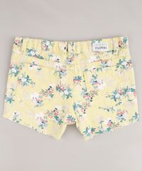Short-de-Sarja-Infantil-Estampado-Floral-com-Barra-Desfiada-Amarela-9672531-Amarelo_2