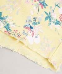 Short-de-Sarja-Infantil-Estampado-Floral-com-Barra-Desfiada-Amarela-9672531-Amarelo_4