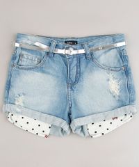 Short-Jeans-Infantil-Minnie-Destroyed---Cinto-Azul-Claro-9638828-Azul_Claro_1