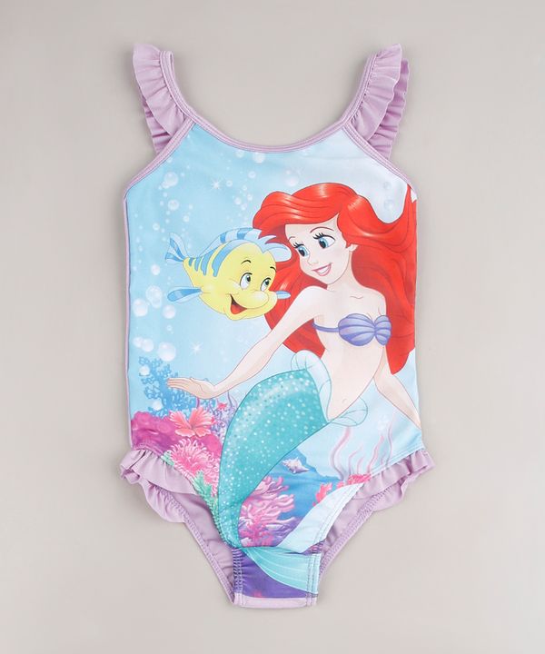 Maiô Infantil Ariel com Babado Proteção UV50+ Lilás 4