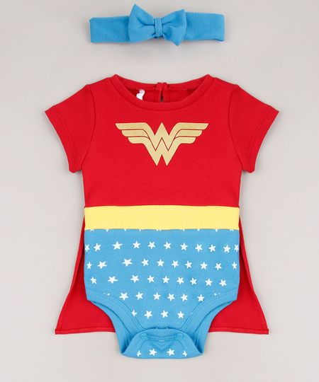 Body-Infantil-Mulher-Maravilha-Estampado-Manga-Curta---Faixa-para-Cabelo-Vermelho-9678392-Vermelho_1