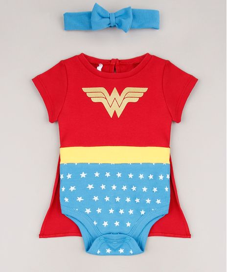 Body-Infantil-Mulher-Maravilha-Estampado-Manga-Curta---Faixa-para-Cabelo-Vermelho-9678392-Vermelho_1