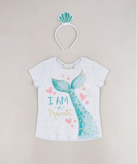 Blusa-Infantil-Sereia-com-Glitter-Manga-Curta---Tiara-Cinza-Mescla-Claro-9675157-Cinza_Mescla_Claro_1