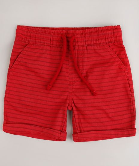 Bermuda-de-Sarja-Infantil-Listrada-com-Cordao-e-Bolsos-Vermelho-9684472-Vermelho_1