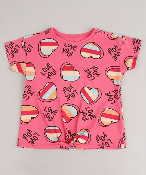 Blusa-Infantil-Estampada-de-Coracoes-com-No-Manga-Curta-Rosa-9674141-Rosa_1