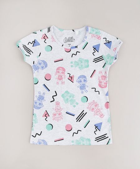 Blusa-Infantil-LOL-Surprise-Estampada-Manga-Curta-Cinza-Mescla-Claro-9637425-Cinza_Mescla_Claro_1